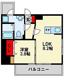 Basic B.L.D YAHATA 12階1LDKの間取り