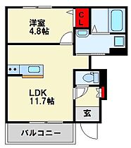 Sky SOARER 2 102 ｜ 福岡県北九州市小倉北区新高田１丁目12-14（賃貸アパート1LDK・1階・40.02㎡） その2