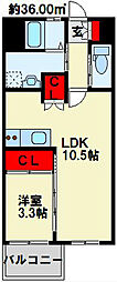 PROTO CITY 戸畑 3階1LDKの間取り