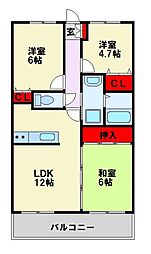 JR鹿児島本線 戸畑駅 徒歩5分の賃貸マンション 2階3LDKの間取り