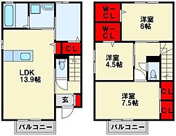セジュール原町5 3LDKの間取図画像