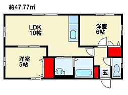 ナチュラルハイム 2LDKの間取図画像