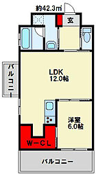 フェリーチェ中井けやき通り 1LDKの間取図画像