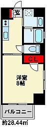 スタディ飛幡 1Kの間取図画像