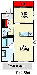 シャーメゾン竪町 1LDKの間取図画像