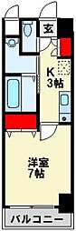 ガーディアンパレス小倉 1Kの間取図画像