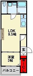 Katze戸畑 1LDKの間取図画像