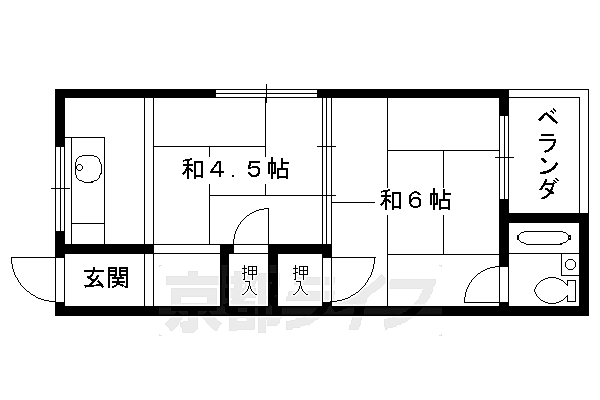 藤川荘 302｜京都府京都市左京区田中上大久保町(賃貸マンション2K・3階・26.00㎡)の写真 その2