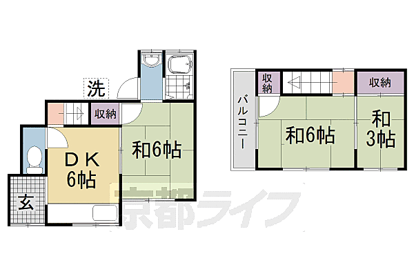 京都府京都市伏見区景勝町(賃貸一戸建3DK・--・46.65㎡)の写真 その2