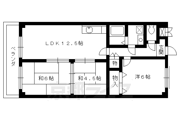 Ｕ　ｒｅｓｉｄｅｎｃｅ修学院 102｜京都府京都市左京区修学院沖殿町(賃貸マンション3LDK・1階・63.30㎡)の写真 その2