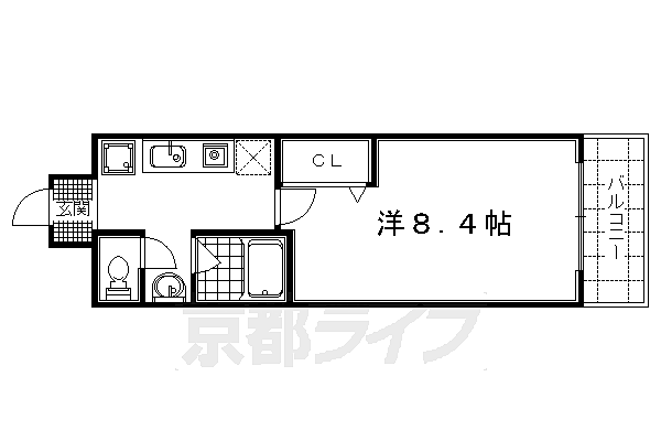 京都府京都市右京区西京極橋詰町(賃貸マンション1K・3階・25.23㎡)の写真 その2