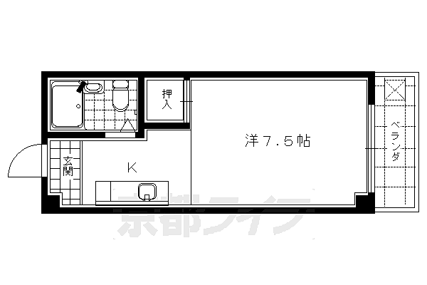 京都府京都市南区唐橋堂ノ前町(賃貸マンション1K・3階・16.50㎡)の写真 その2