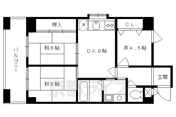 京都府京都市右京区梅津北浦町(賃貸マンション3LDK・2階・56.70㎡)の写真 その2