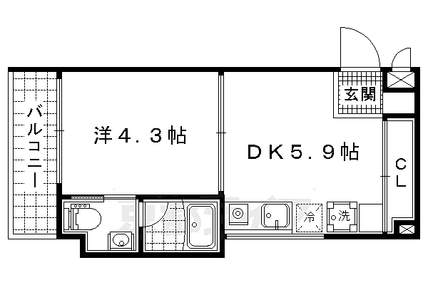 Ｖｉｌｌａ　Ｖｉｓｔａ　Ｄａｉｇｏ　南棟 302｜京都府京都市伏見区小栗栖岩ケ淵町(賃貸マンション1DK・3階・23.08㎡)の写真 その2