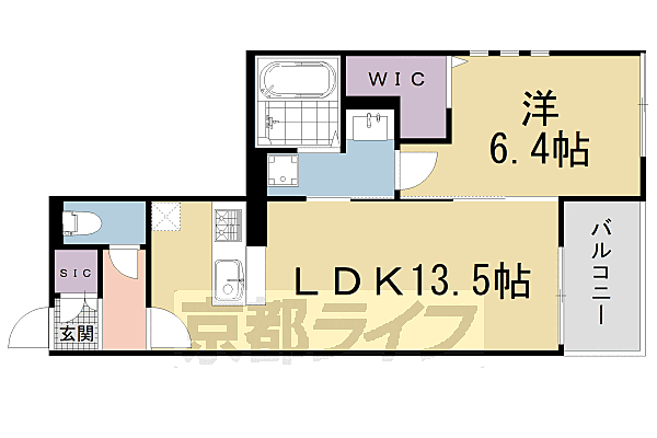 仮）新丸太町ハイツ 201｜京都府京都市左京区新丸太町(賃貸アパート1LDK・2階・47.33㎡)の写真 その2