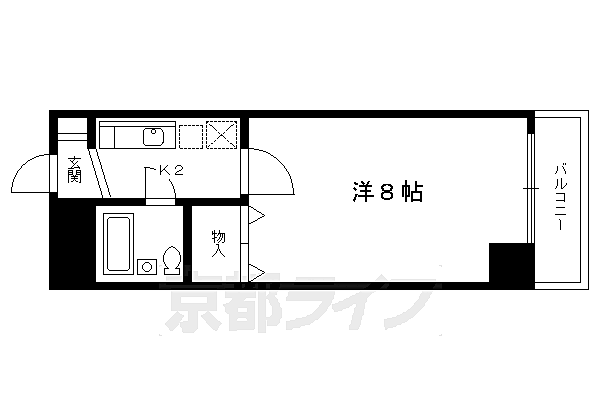 メゾンジョア　ＰＡＲＴII 311｜京都府京都市左京区松ケ崎西山(賃貸マンション1K・3階・22.19㎡)の写真 その2