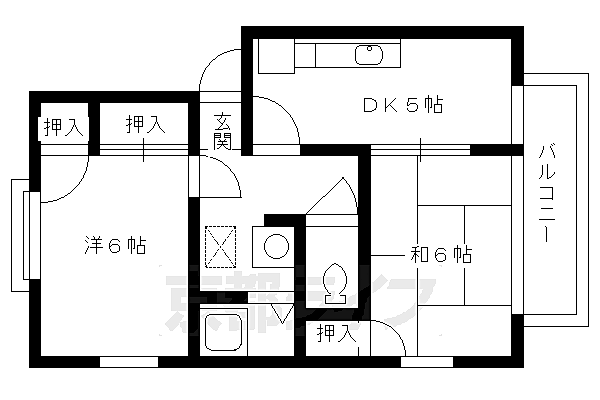 グリーン　ゲーブルズ 103｜京都府京都市左京区岩倉長谷町(賃貸アパート2DK・1階・42.25㎡)の写真 その2