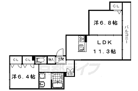 京都府京都市右京区梅津中倉町（賃貸マンション2LDK・2階・61.50㎡） その2