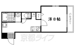 京都市営烏丸線 今出川駅 徒歩10分の賃貸マンション 3階1Kの間取り