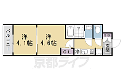 京都市上京区革堂前之町マンション 2Kの間取図画像