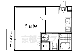京都地下鉄東西線 二条駅 徒歩17分の賃貸マンション 3階1Kの間取り