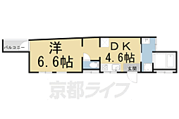京都市営烏丸線 今出川駅 徒歩15分の賃貸マンション 2階1DKの間取り