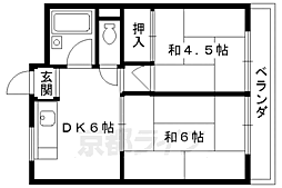 叡山電鉄叡山本線 八瀬比叡山口駅 徒歩20分の賃貸マンション 2階2DKの間取り