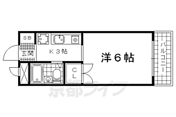 ぼなーる東野 2階1Kの間取り