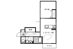 JR東海道・山陽本線 山科駅 徒歩19分の賃貸アパート 1階1LDKの間取り