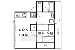 山伴マンション 3階1LDKの間取り