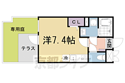 グランデコート大宅ＳＯＵＴＨ 1階ワンルームの間取り