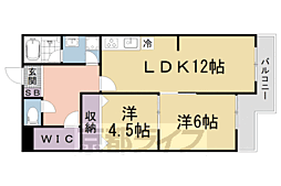 ビューハイツ京都山科（ベルヴィ52） 3階2LDKの間取り
