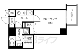 ベラジオ烏丸御池 1Kの間取図画像