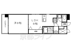 プリオール烏丸三条 1LDKの間取図画像