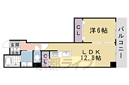 パインフィールド七条 3階1LDKの間取り