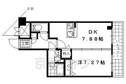 コンフォーレ栗栖野 2階1DKの間取り