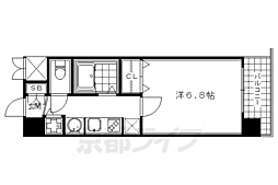 プレサンス京都三条響洛 5階1Kの間取り