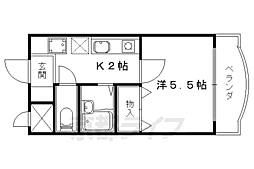 JR東海道・山陽本線 山科駅 徒歩3分の賃貸マンション 5階1Kの間取り