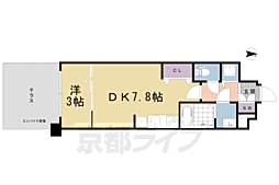 京都市営烏丸線 十条駅 徒歩6分の賃貸マンション 1階1DKの間取り