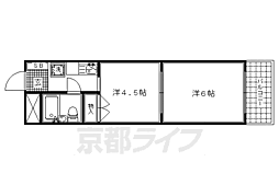 京都市営烏丸線 今出川駅 徒歩22分の賃貸マンション 3階2Kの間取り
