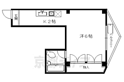 叡山電鉄叡山本線 元田中駅 徒歩3分の賃貸マンション 3階1Kの間取り