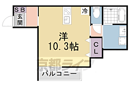 （仮称）ＬＥＩ椥辻勧修 3階ワンルームの間取り