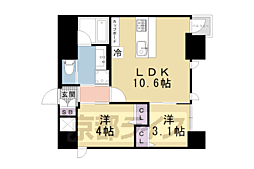京都地下鉄東西線 二条駅 徒歩12分の賃貸マンション 7階2LDKの間取り