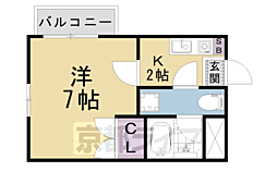 グラッツアモーレ山科 1Kの間取図画像