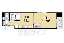 シャイン蛸薬師 1DKの間取図画像