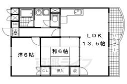 山科椥辻団地B棟 2LDKの間取図画像
