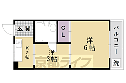 エクセレント日ノ岡 2Kの間取図画像