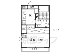 エコール衣笠 1Kの間取図画像