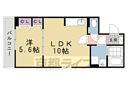京都市北区紫竹栗栖町アパート 1LDKの間取図画像