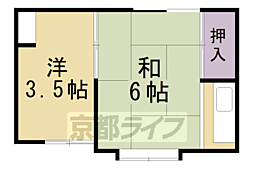 プチハウス等持院 1DKの間取図画像